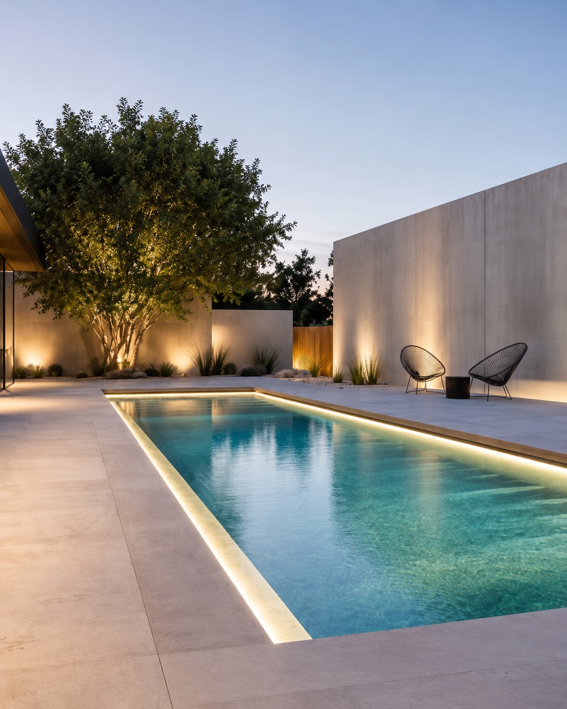 Marineflex lighting the perimeter of an outdoor pool